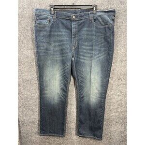 Levis 541 Jeans Mens 48x30 Athletic Taper Fit Midnight Wash Blue Stretch Denim